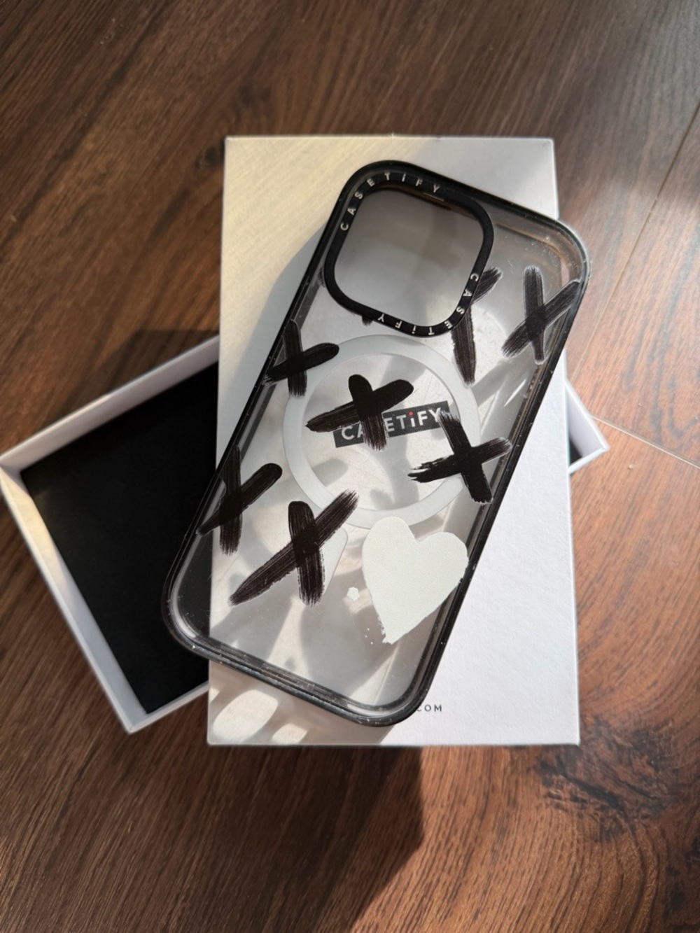 CASETiFY iPhone 14 Pro MagSafe Clear Black X & Heart iPhone Case - Black